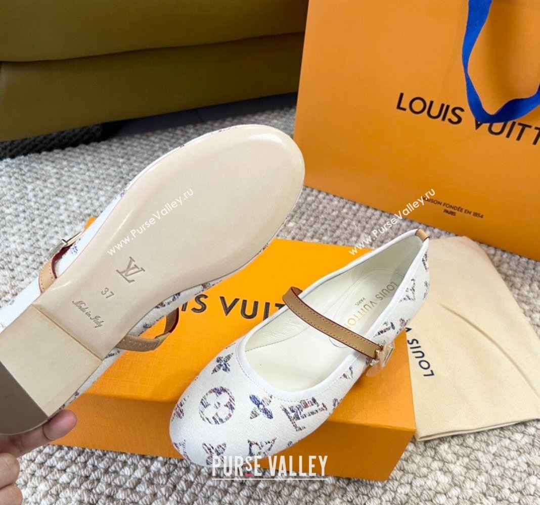 Louis Vuitton Romy Flat Ballerinas in White Monogram Tweed 2024 0606 (MD-240606158)