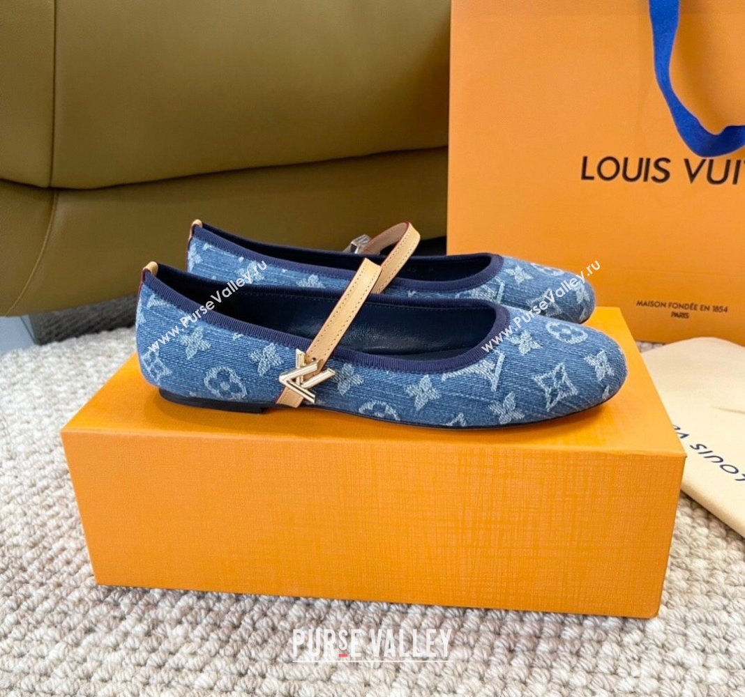 Louis Vuitton Romy Flat Ballerinas in Blue Monogram Denim 2024 0606 (MD-240606159)