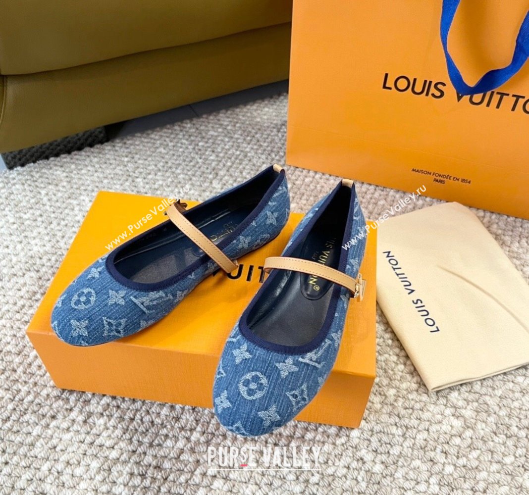 Louis Vuitton Romy Flat Ballerinas in Blue Monogram Denim 2024 0606 (MD-240606159)