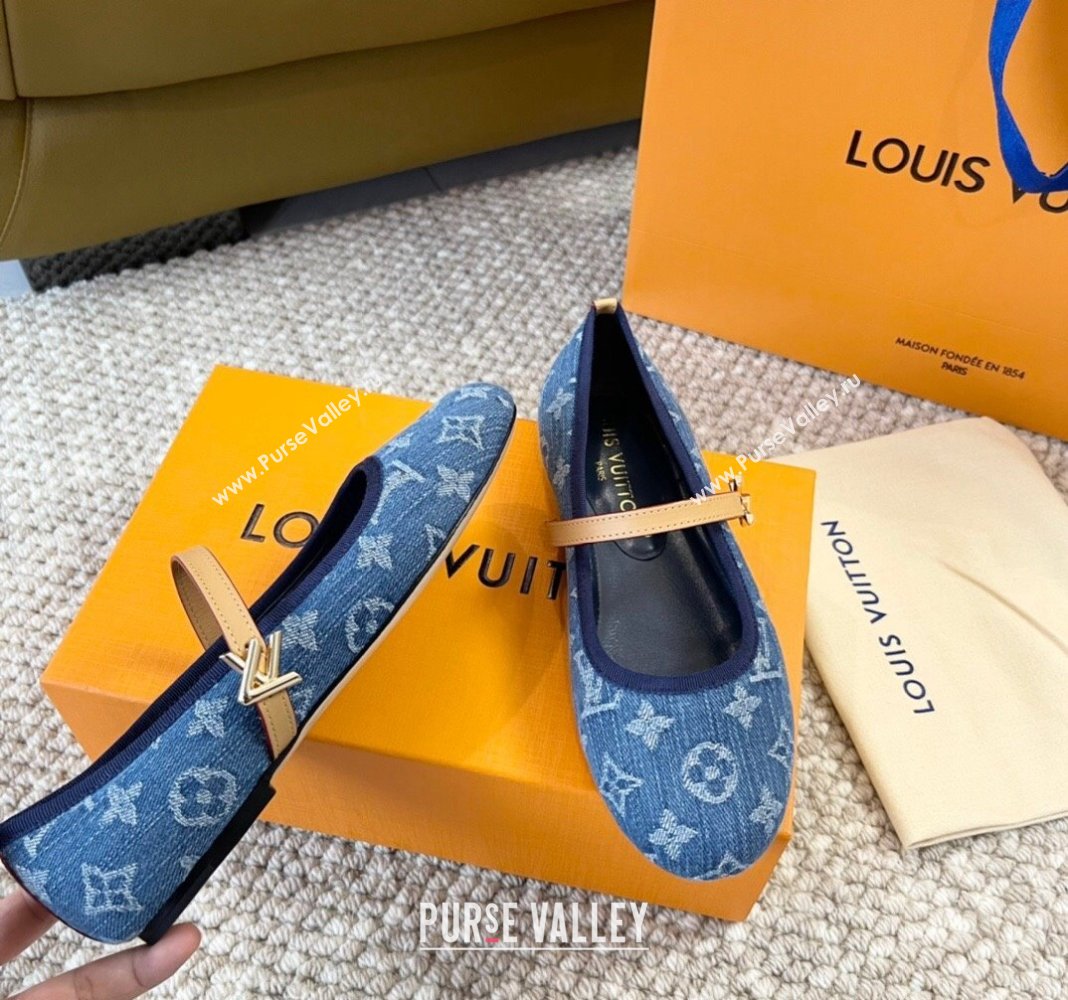 Louis Vuitton Romy Flat Ballerinas in Blue Monogram Denim 2024 0606 (MD-240606159)