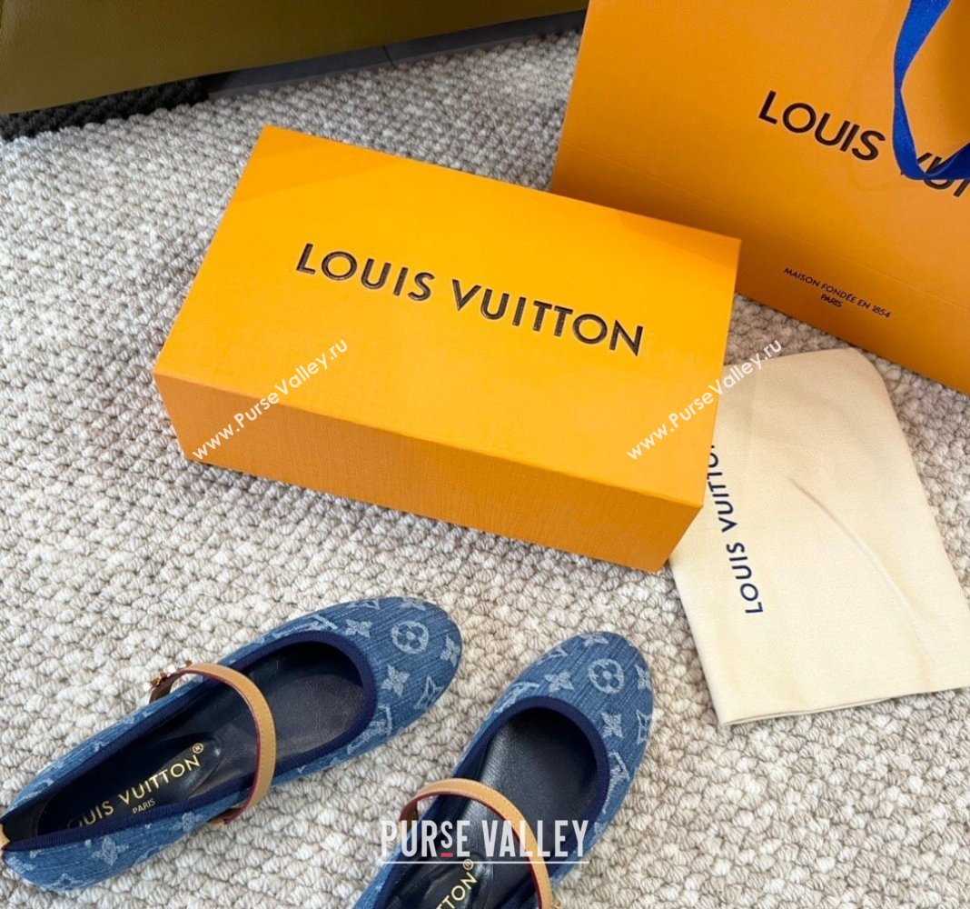 Louis Vuitton Romy Flat Ballerinas in Blue Monogram Denim 2024 0606 (MD-240606159)