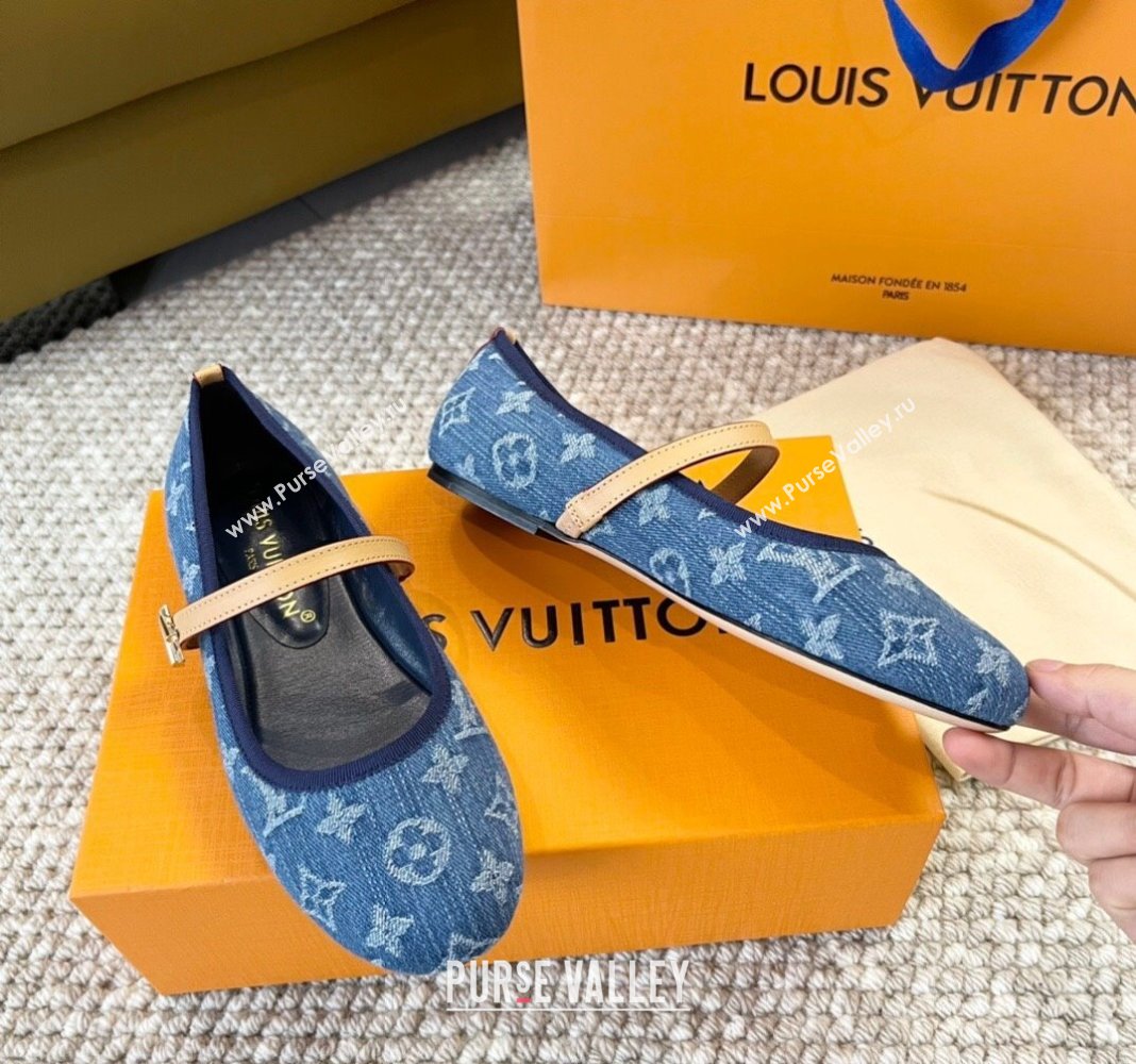 Louis Vuitton Romy Flat Ballerinas in Blue Monogram Denim 2024 0606 (MD-240606159)