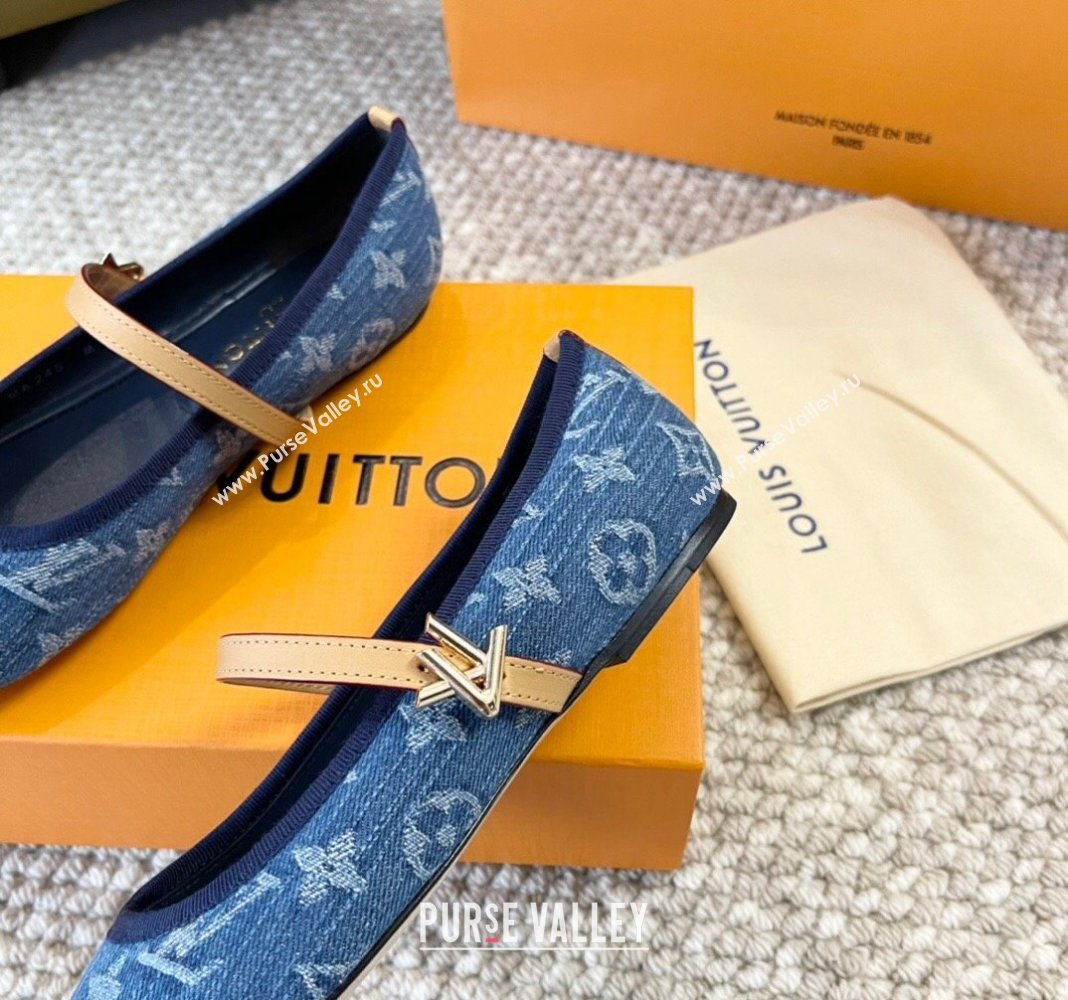 Louis Vuitton Romy Flat Ballerinas in Blue Monogram Denim 2024 0606 (MD-240606159)