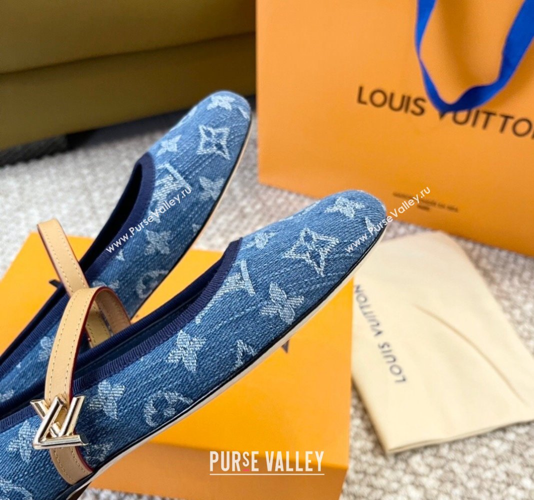 Louis Vuitton Romy Flat Ballerinas in Blue Monogram Denim 2024 0606 (MD-240606159)