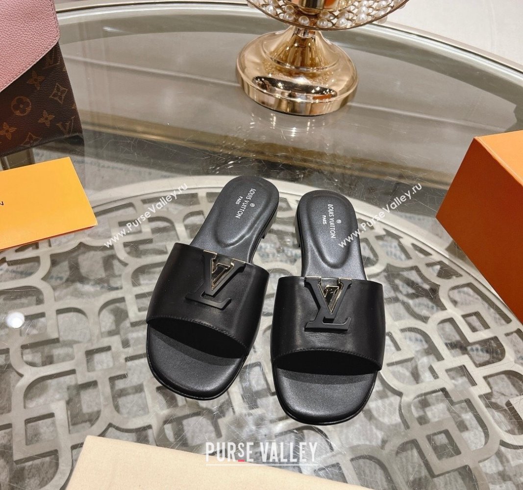 Louis Vuitton LV Capri Flat Slide Sandals in Calf Leather Black 2024 0606 (MD-240606114)