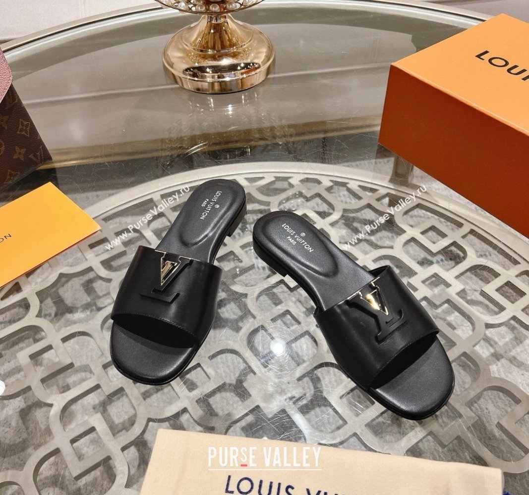 Louis Vuitton LV Capri Flat Slide Sandals in Calf Leather Black 2024 0606 (MD-240606114)