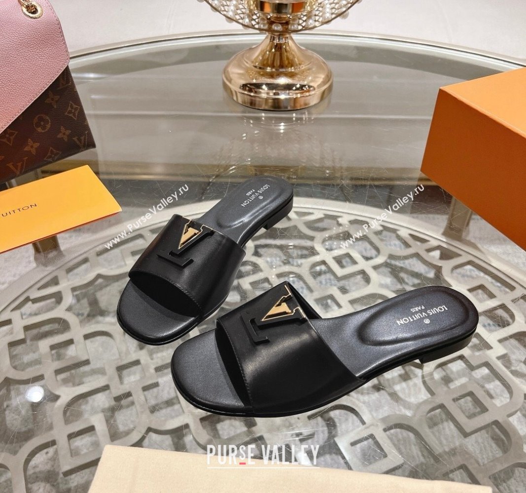 Louis Vuitton LV Capri Flat Slide Sandals in Calf Leather Black 2024 0606 (MD-240606114)