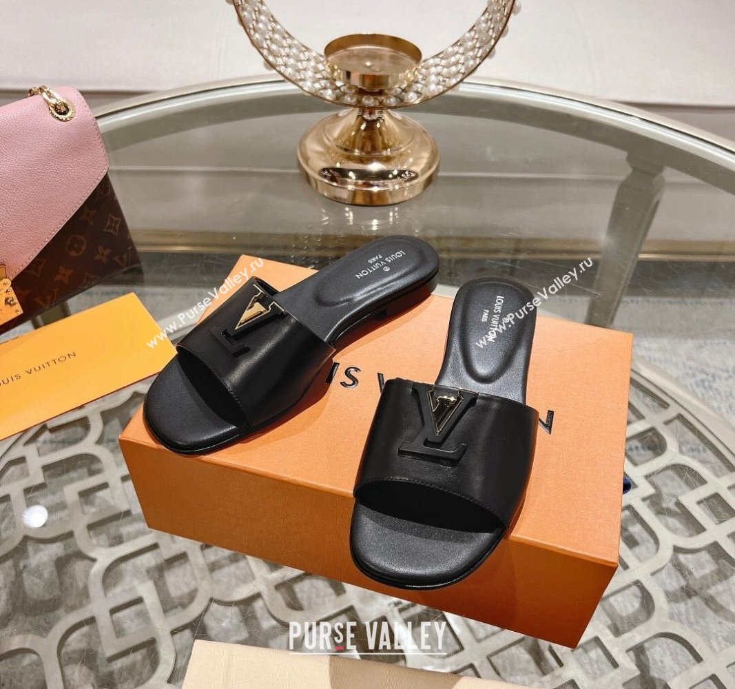 Louis Vuitton LV Capri Flat Slide Sandals in Calf Leather Black 2024 0606 (MD-240606114)