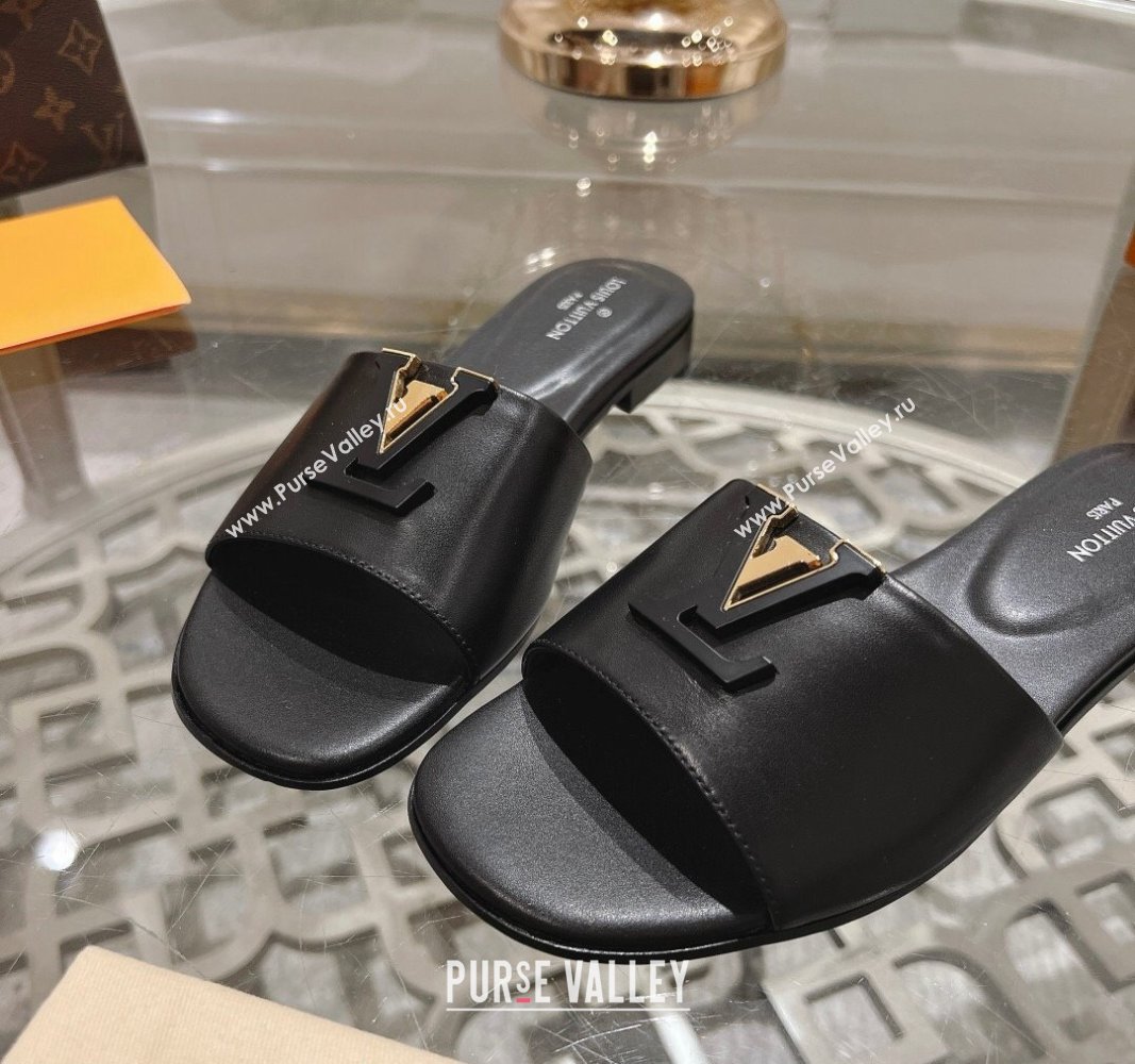 Louis Vuitton LV Capri Flat Slide Sandals in Calf Leather Black 2024 0606 (MD-240606114)