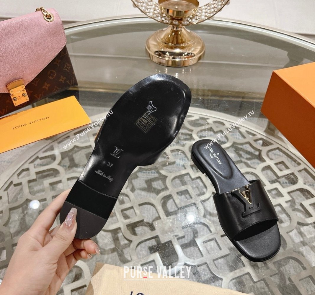 Louis Vuitton LV Capri Flat Slide Sandals in Calf Leather Black 2024 0606 (MD-240606114)