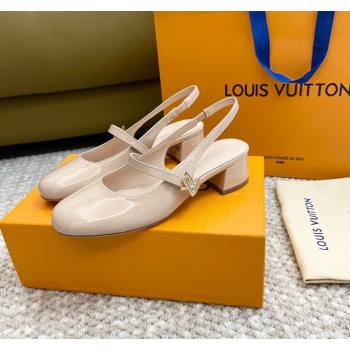 Louis Vuitton Romy Slingback Pumps 3.5cm in Patent Leather Pale Pink 2024 0606 (MD-240606169)