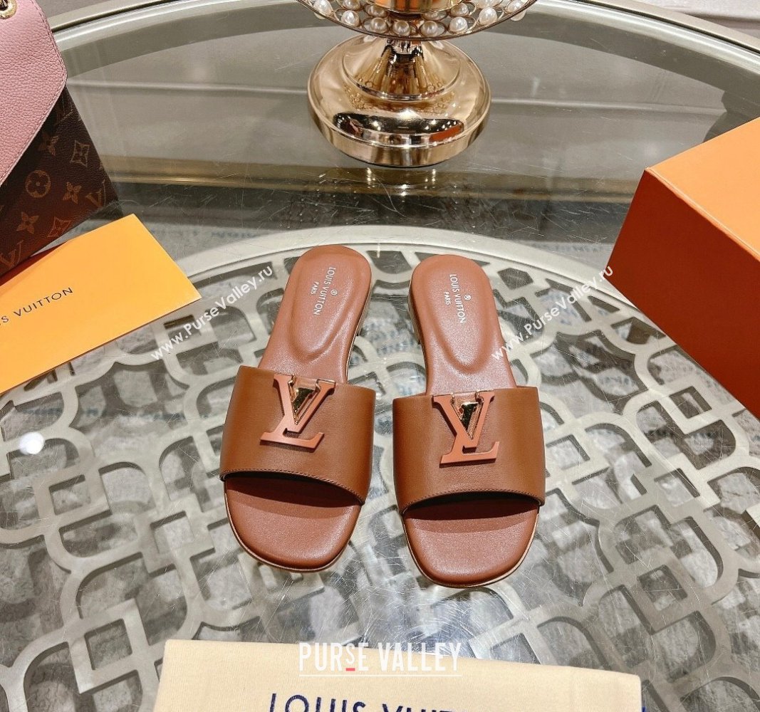 Louis Vuitton LV Capri Flat Slide Sandals in Calf Leather Brown 2024 0606 (MD-240606115)