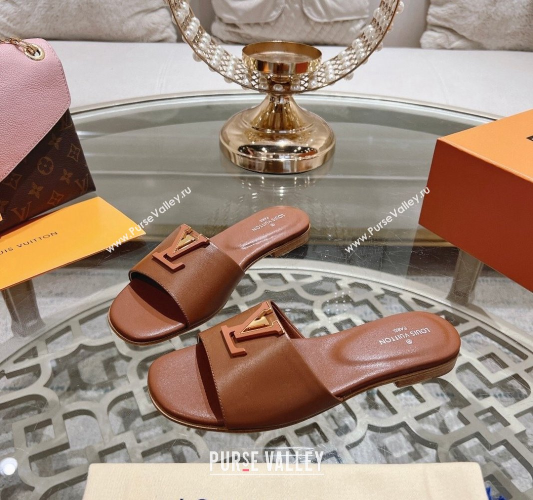 Louis Vuitton LV Capri Flat Slide Sandals in Calf Leather Brown 2024 0606 (MD-240606115)