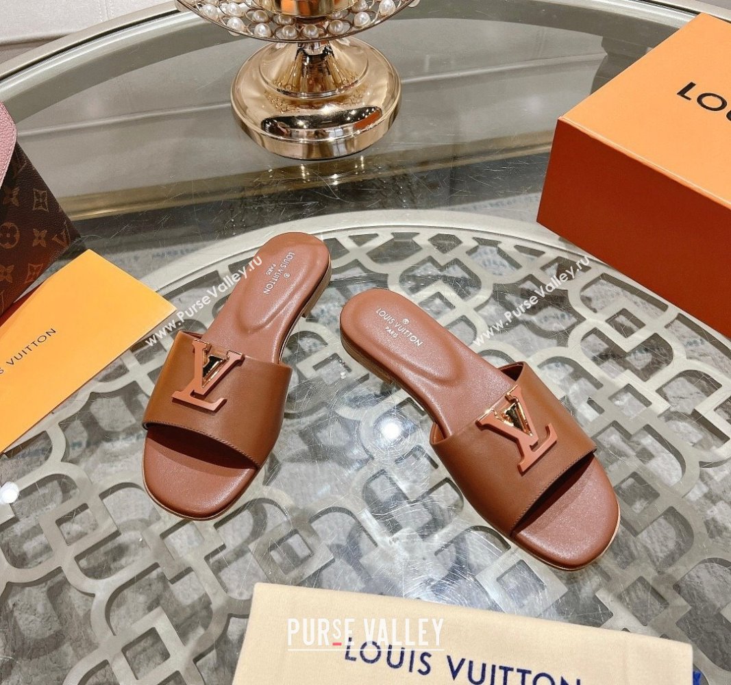 Louis Vuitton LV Capri Flat Slide Sandals in Calf Leather Brown 2024 0606 (MD-240606115)