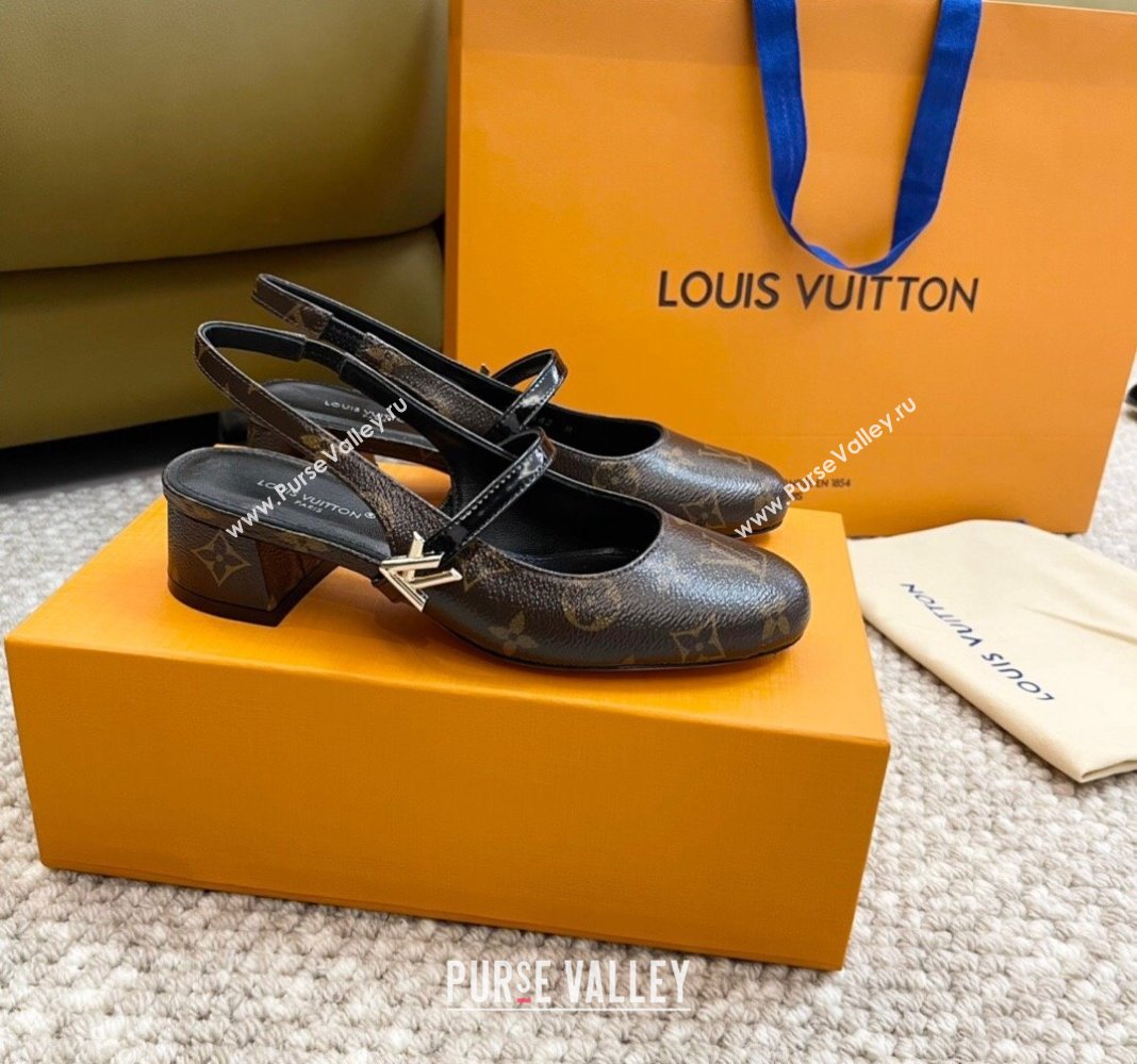 Louis Vuitton Romy Slingback Pumps 3.5cm in Monogram Canvas 2024 0606 (MD-240606174)