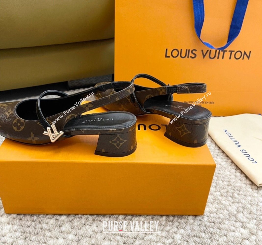 Louis Vuitton Romy Slingback Pumps 3.5cm in Monogram Canvas 2024 0606 (MD-240606174)