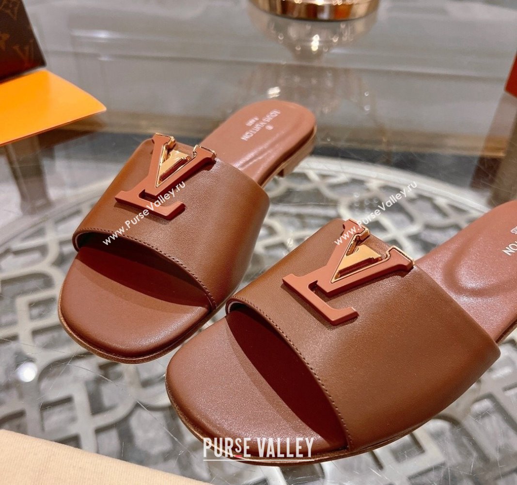 Louis Vuitton LV Capri Flat Slide Sandals in Calf Leather Brown 2024 0606 (MD-240606115)