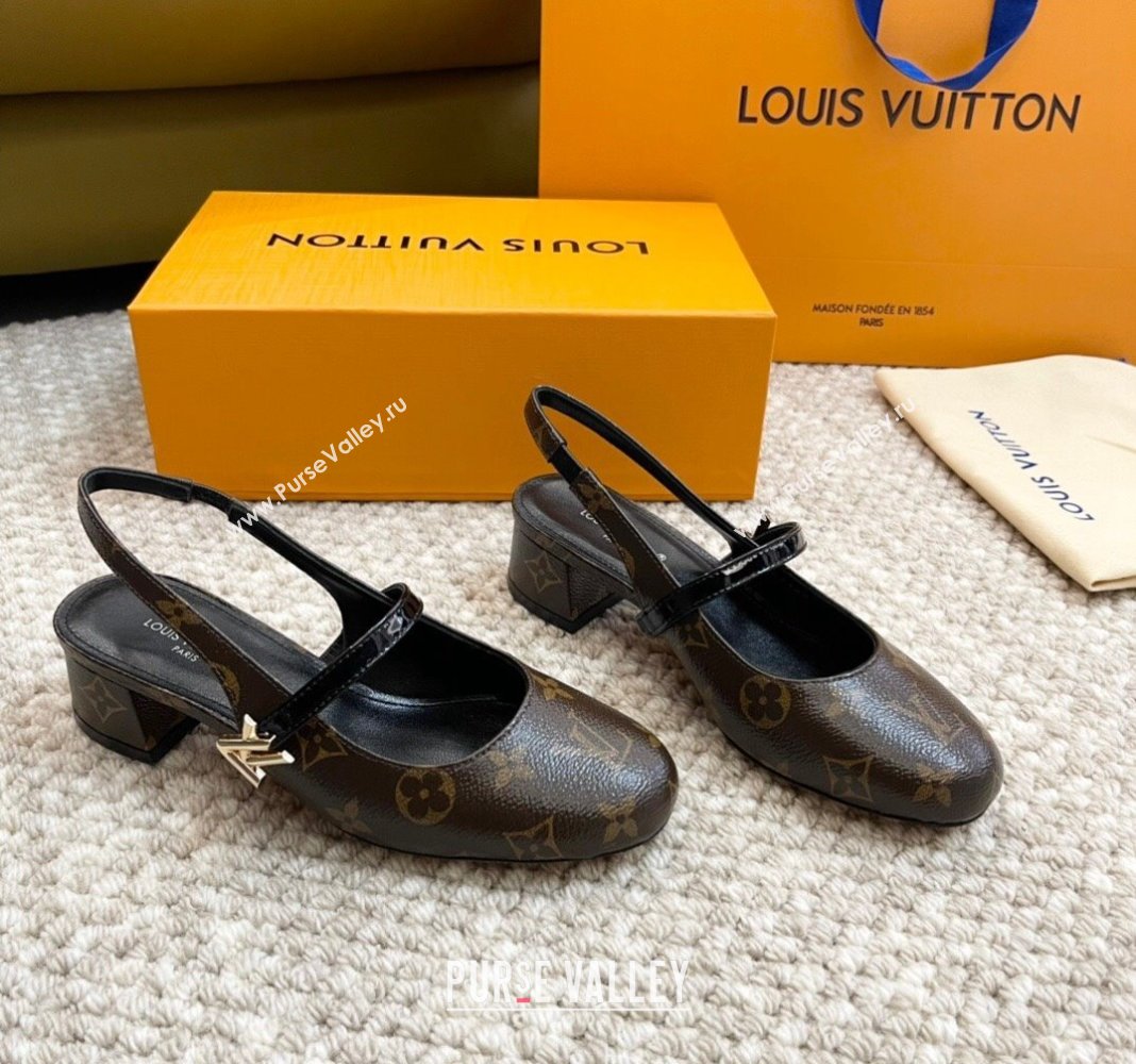 Louis Vuitton Romy Slingback Pumps 3.5cm in Monogram Canvas 2024 0606 (MD-240606174)