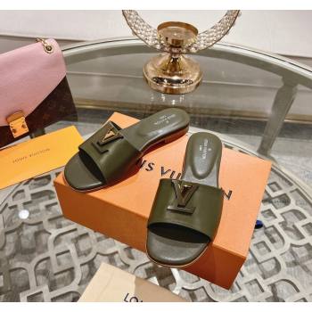 Louis Vuitton LV Capri Flat Slide Sandals in Calf Leather Green 2024 0606 (MD-240606117)