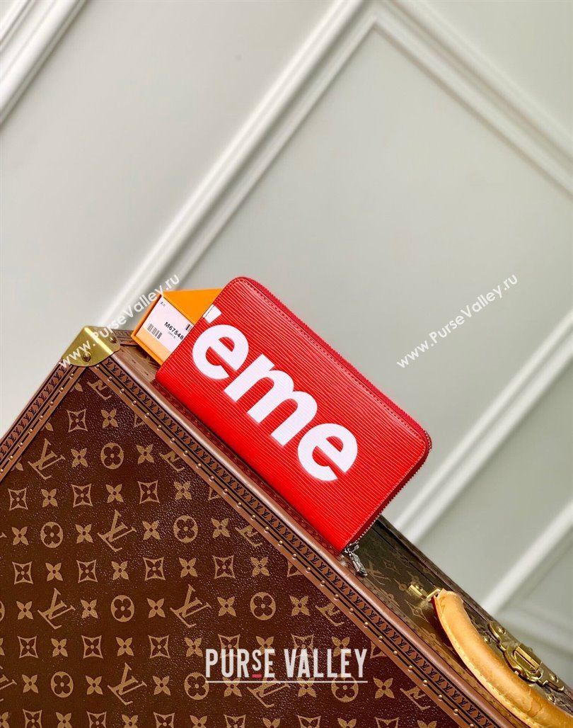 Supreme x Louis Vuitton Zippy Wallet in Epi Leather Red 2024 M64548 (KI-240626013)