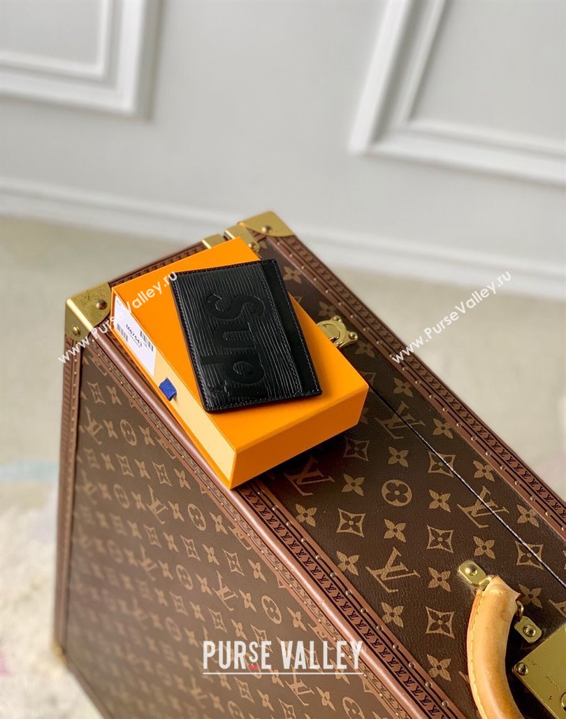 Supreme x Louis Vuitton Card Holder Wallet in Epi Leather Black 2024 M64543 (KI-240626008)