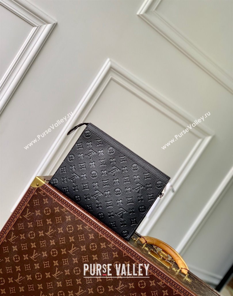 Louis Vuitton Pochette Voyage MM Pouch in Monogram Leather Black 2024 M61692 (KI-240626015)