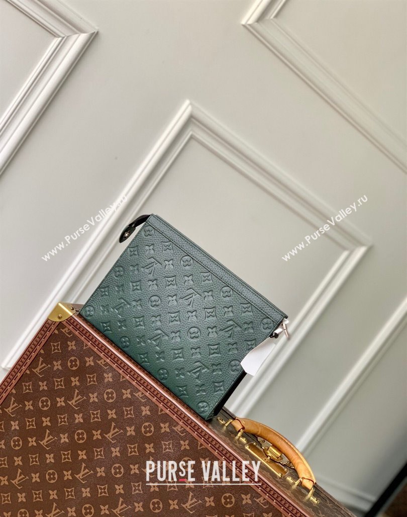 Louis Vuitton Pochette Voyage MM Pouch in Monogram Leather Green 2024 M61692 (KI-240626016)