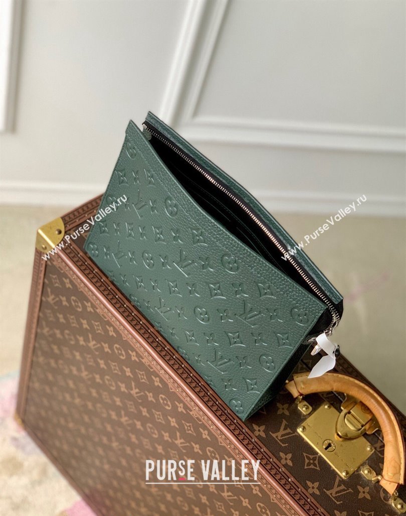 Louis Vuitton Pochette Voyage MM Pouch in Monogram Leather Green 2024 M61692 (KI-240626016)