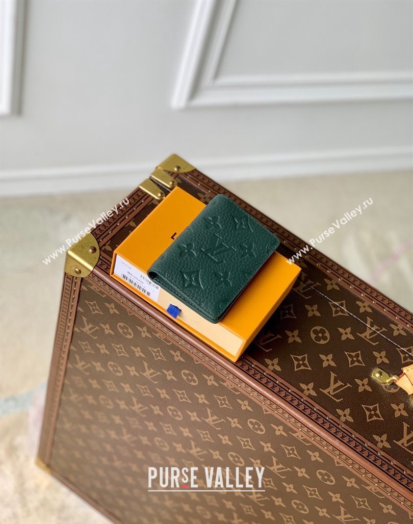 Louis Vuitton Pocket Organizer Wallet in Monogram Leather Green 2024 M83067 (KI-240626023)