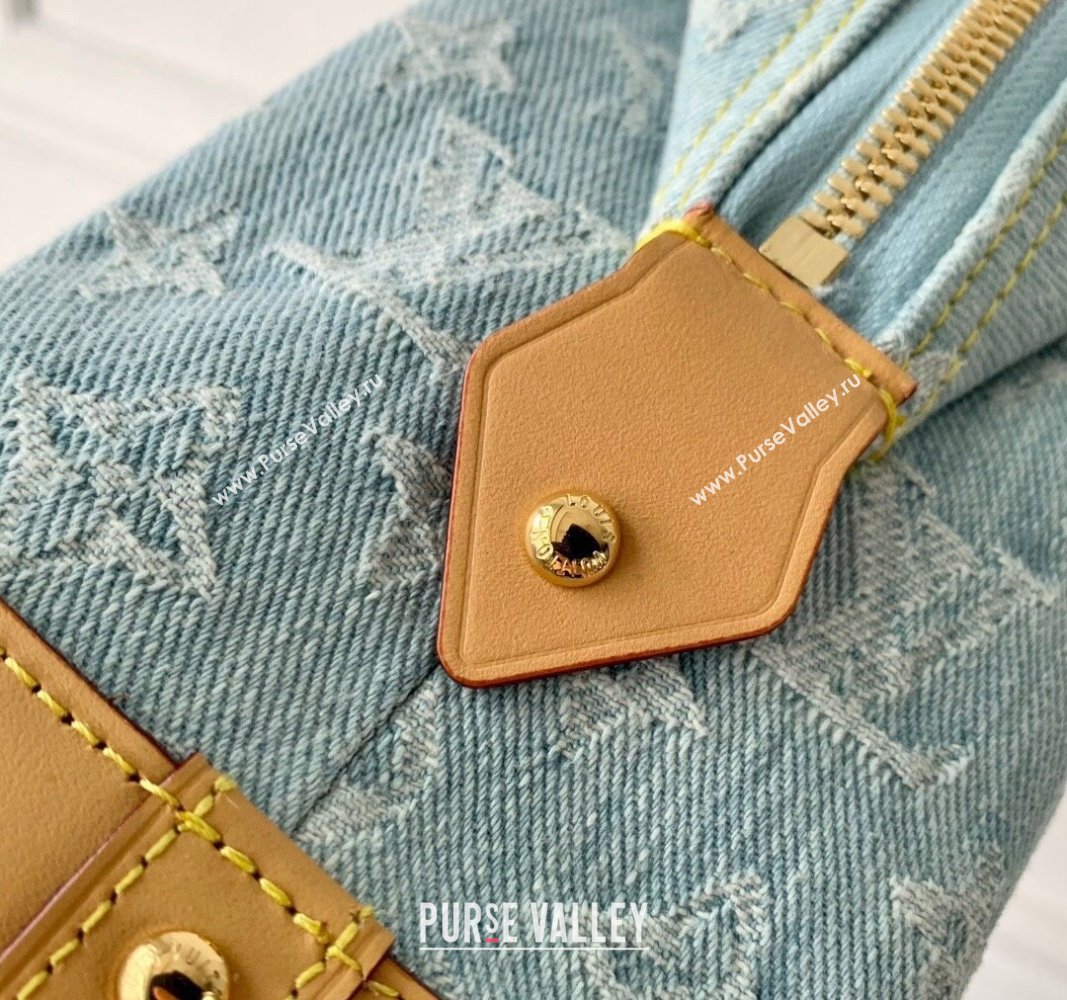 Louis Vuitton Pochette Cosmetique GM Clutch in Washed Blue Monogram Denim 100% GOTS-certified Cotton M24317 2024 (KI-240625056)