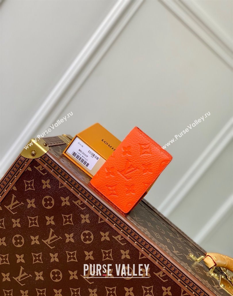 Louis Vuitton Pocket Organizer Wallet in Monogram Leather Orange 2024 M83069 (KI-240626024)