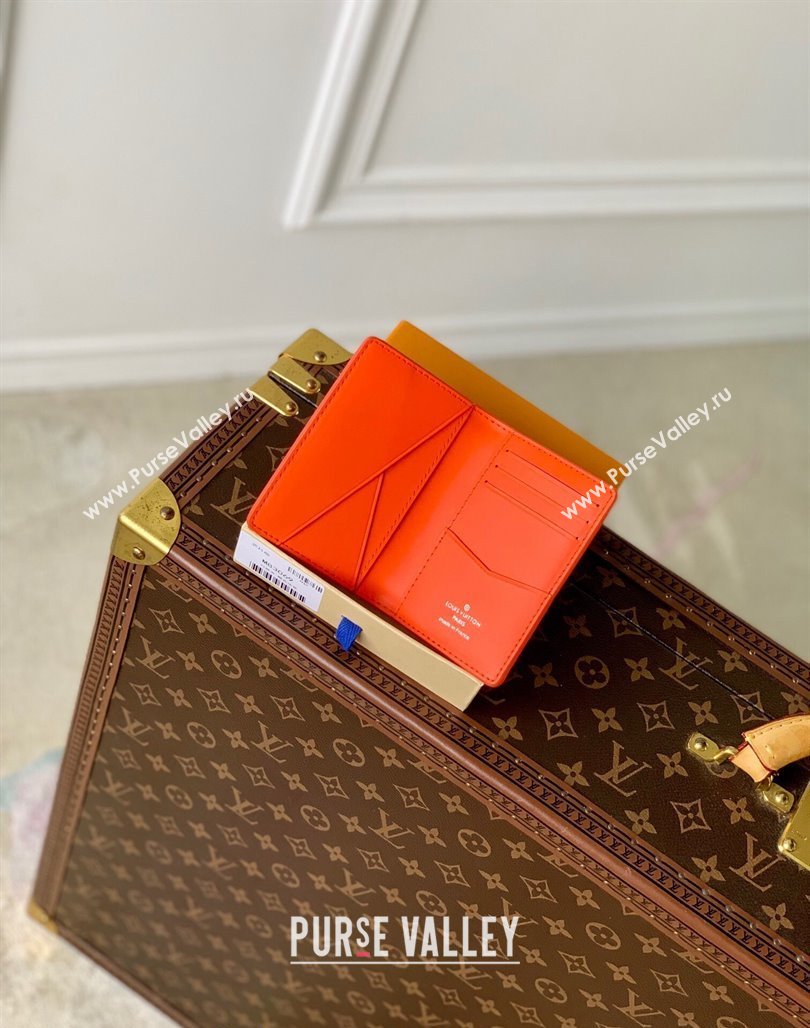 Louis Vuitton Pocket Organizer Wallet in Monogram Leather Orange 2024 M83069 (KI-240626024)