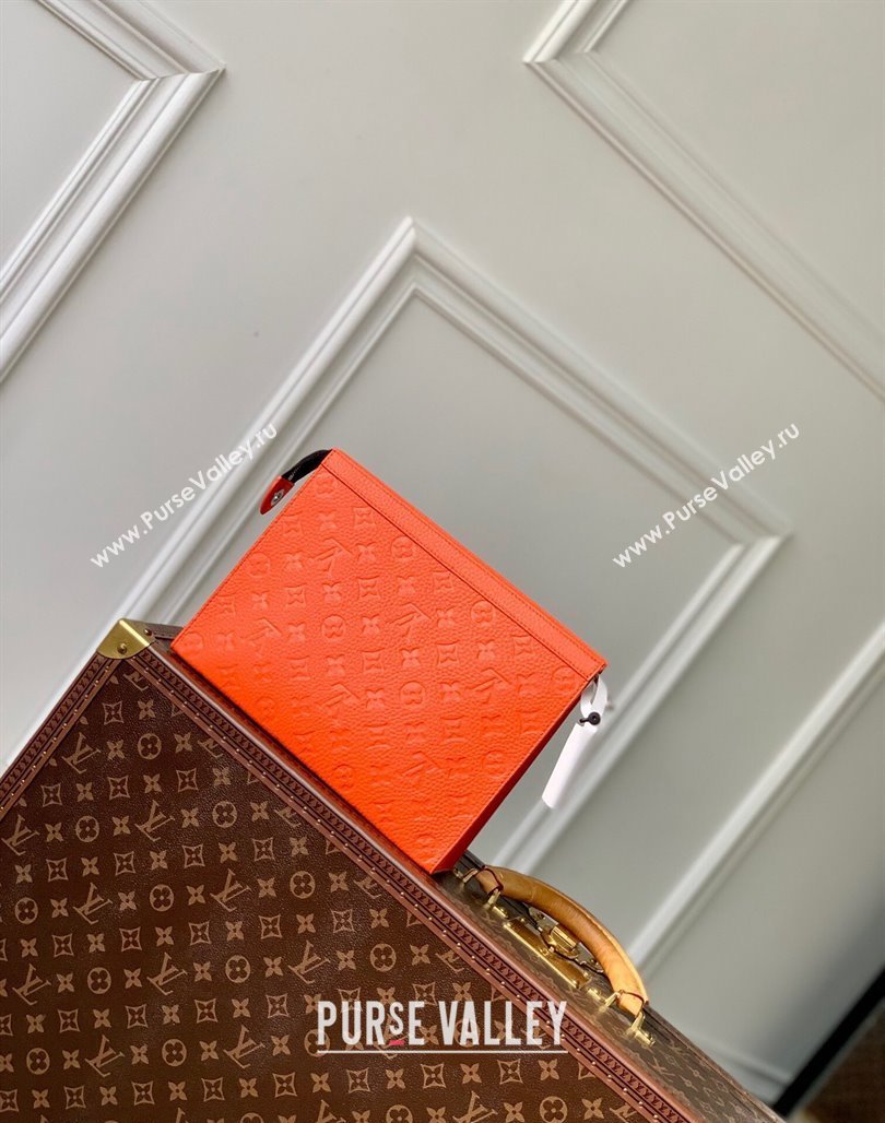 Louis Vuitton Pochette Voyage MM Pouch in Monogram Leather Orange 2024 M61692 (KI-240626017)