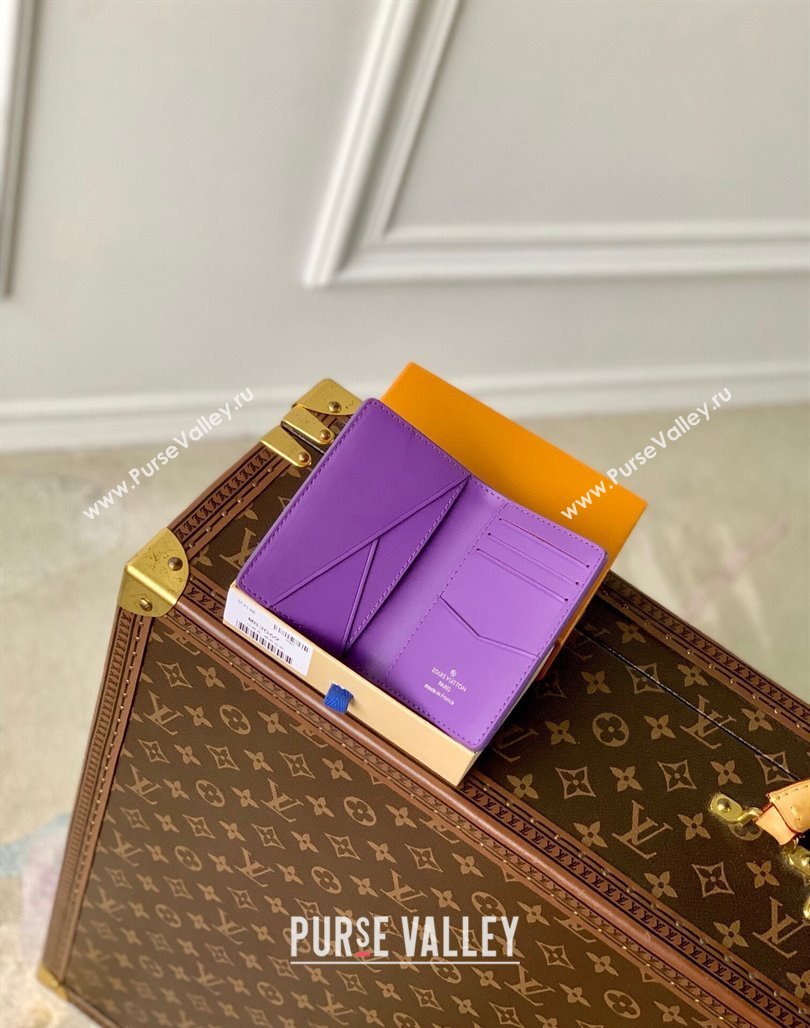 Louis Vuitton Pocket Organizer Wallet in Monogram Leather Purple 2024 M83069 (KI-240626025)