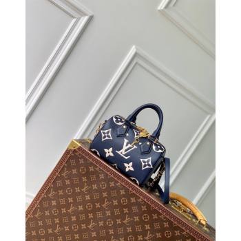 Louis Vuitton Speedy Bandouliere 20 Bag in Bicolor Empreinte Monogram Leather M47048 Navy Blue/White 2024 (KI-240626044)