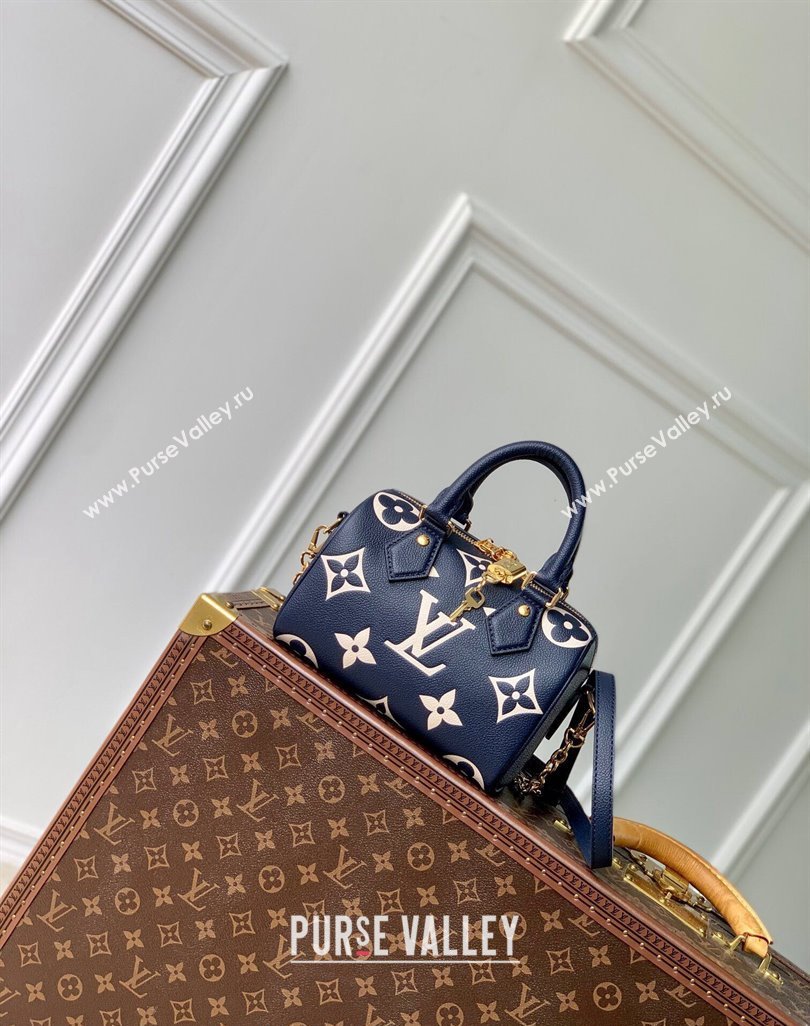 Louis Vuitton Speedy Bandouliere 20 Bag in Bicolor Empreinte Monogram Leather M47048 Navy Blue/White 2024 (KI-240626044)