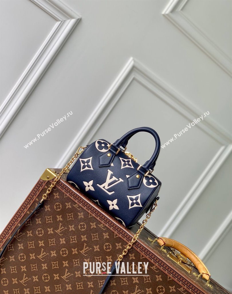 Louis Vuitton Speedy Bandouliere 20 Bag in Bicolor Empreinte Monogram Leather M47048 Navy Blue/White 2024 (KI-240626044)