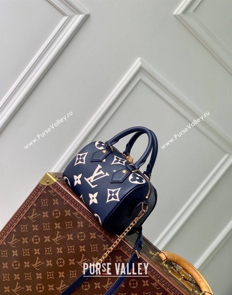 Louis Vuitton Speedy Bandouliere 20 Bag in Bicolor Empreinte Monogram Leather M47048 Navy Blue/White 2024 (KI-240626044)