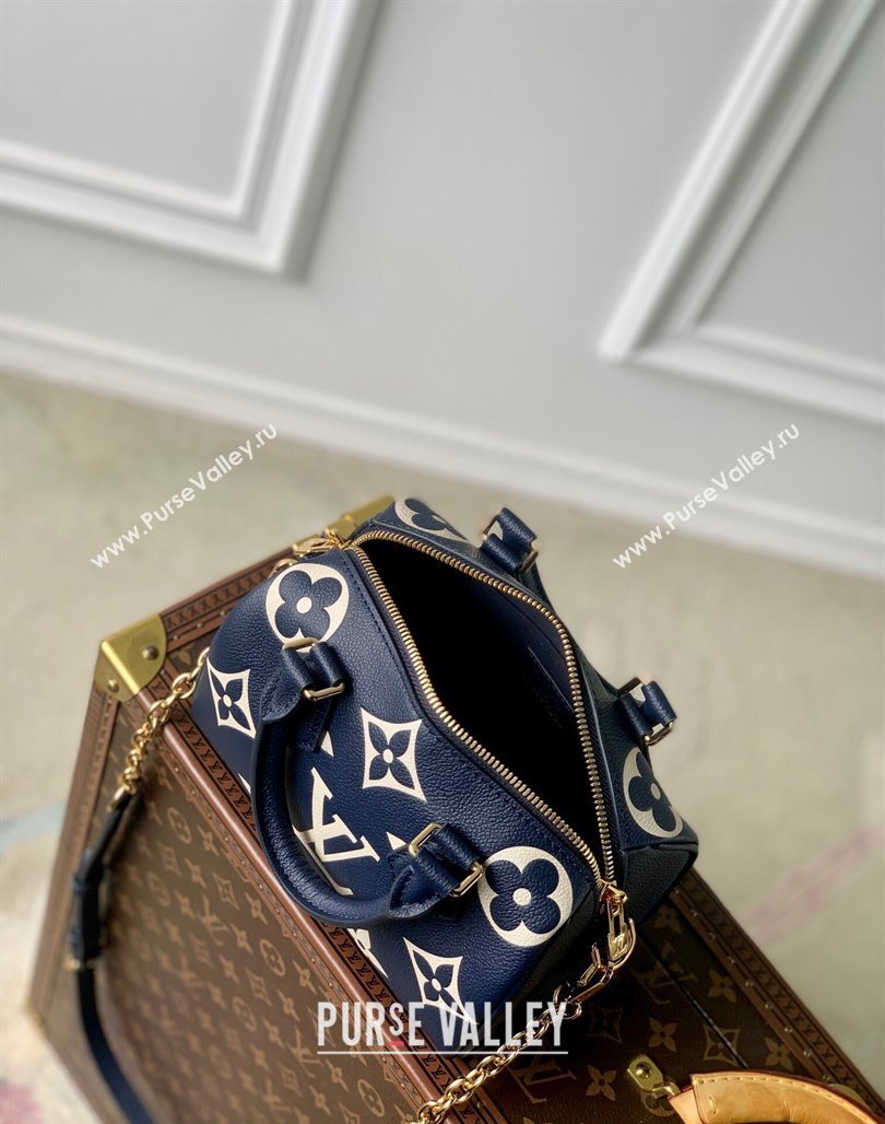 Louis Vuitton Speedy Bandouliere 20 Bag in Bicolor Empreinte Monogram Leather M47048 Navy Blue/White 2024 (KI-240626044)