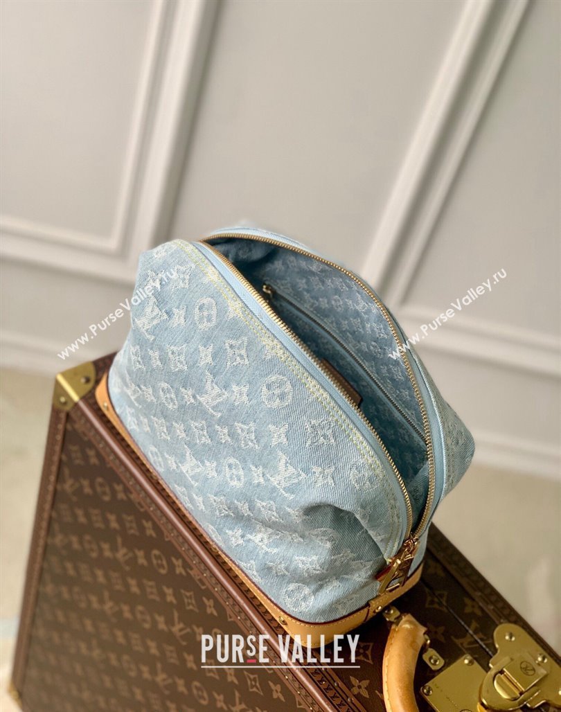 Louis Vuitton Pochette Cosmetique GM Clutch in Washed Blue Monogram Denim 100% GOTS-certified Cotton M24317 2024 (KI-240625056)