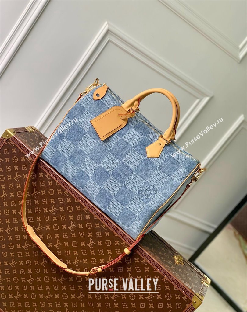 Louis Vuitton Speedy 40 Bandouliere bag in Blue Damier Denim 3D Cotton N40701 2024 (KI-240625059)