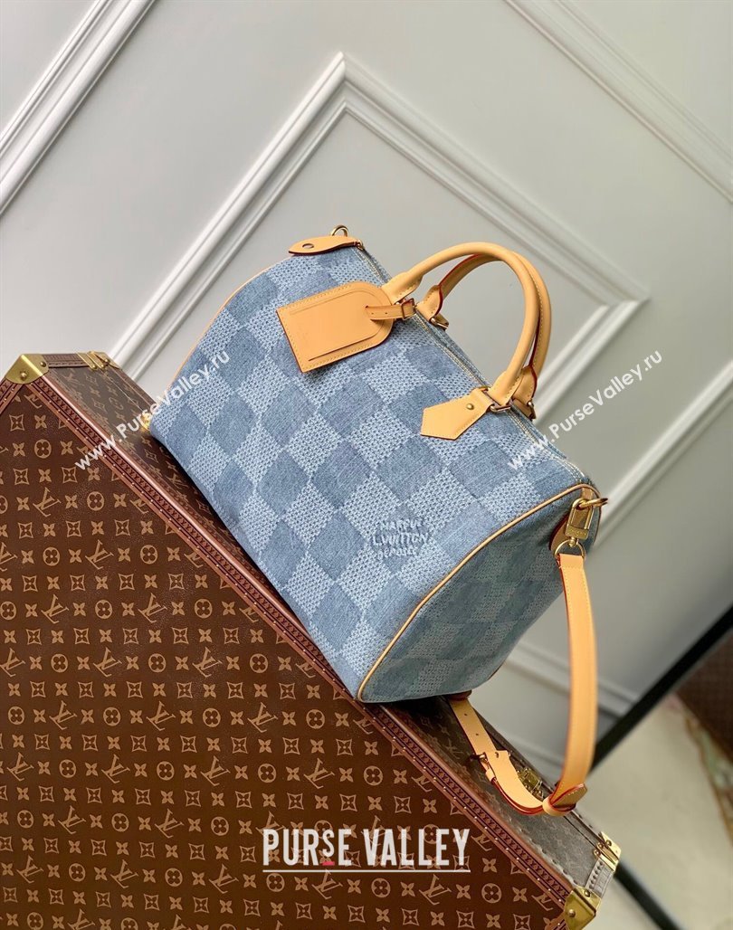 Louis Vuitton Speedy 40 Bandouliere bag in Blue Damier Denim 3D Cotton N40701 2024 (KI-240625059)