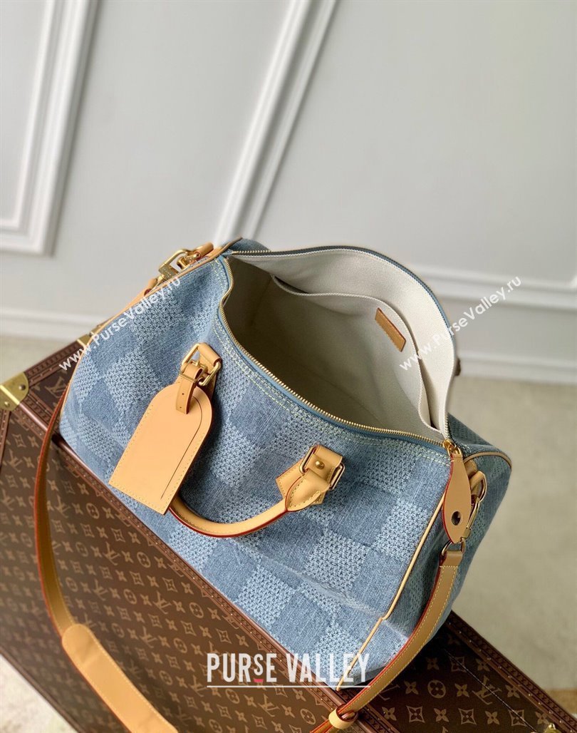 Louis Vuitton Speedy 40 Bandouliere bag in Blue Damier Denim 3D Cotton N40701 2024 (KI-240625059)