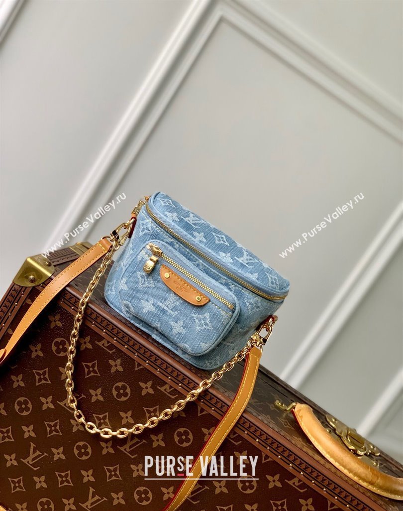 Louis Vuitton Mini Bumbag in Blue Monogram Denim 100% GOTS-certified Cotton M83353 2024 (KI-240625055)