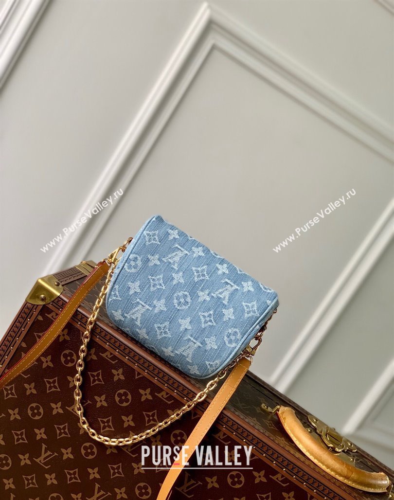 Louis Vuitton Mini Bumbag in Blue Monogram Denim 100% GOTS-certified Cotton M83353 2024 (KI-240625055)