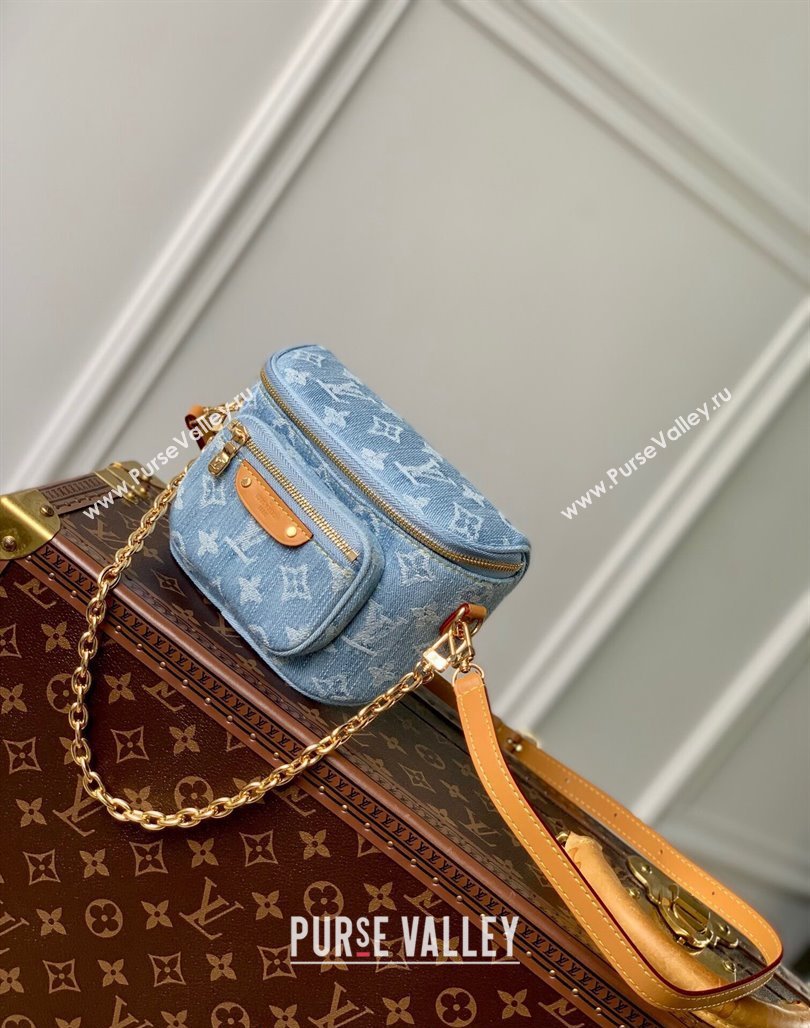 Louis Vuitton Mini Bumbag in Blue Monogram Denim 100% GOTS-certified Cotton M83353 2024 (KI-240625055)