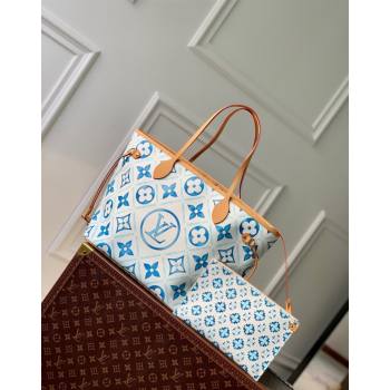 Louis Vuitton Neverfull MM Tote bag in Monogram Tiles Canvas M11263 Lagoon Blue 2024 (KI-240625077)