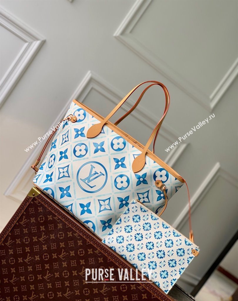 Louis Vuitton Neverfull MM Tote bag in Monogram Tiles Canvas M11263 Lagoon Blue 2024 (KI-240625077)