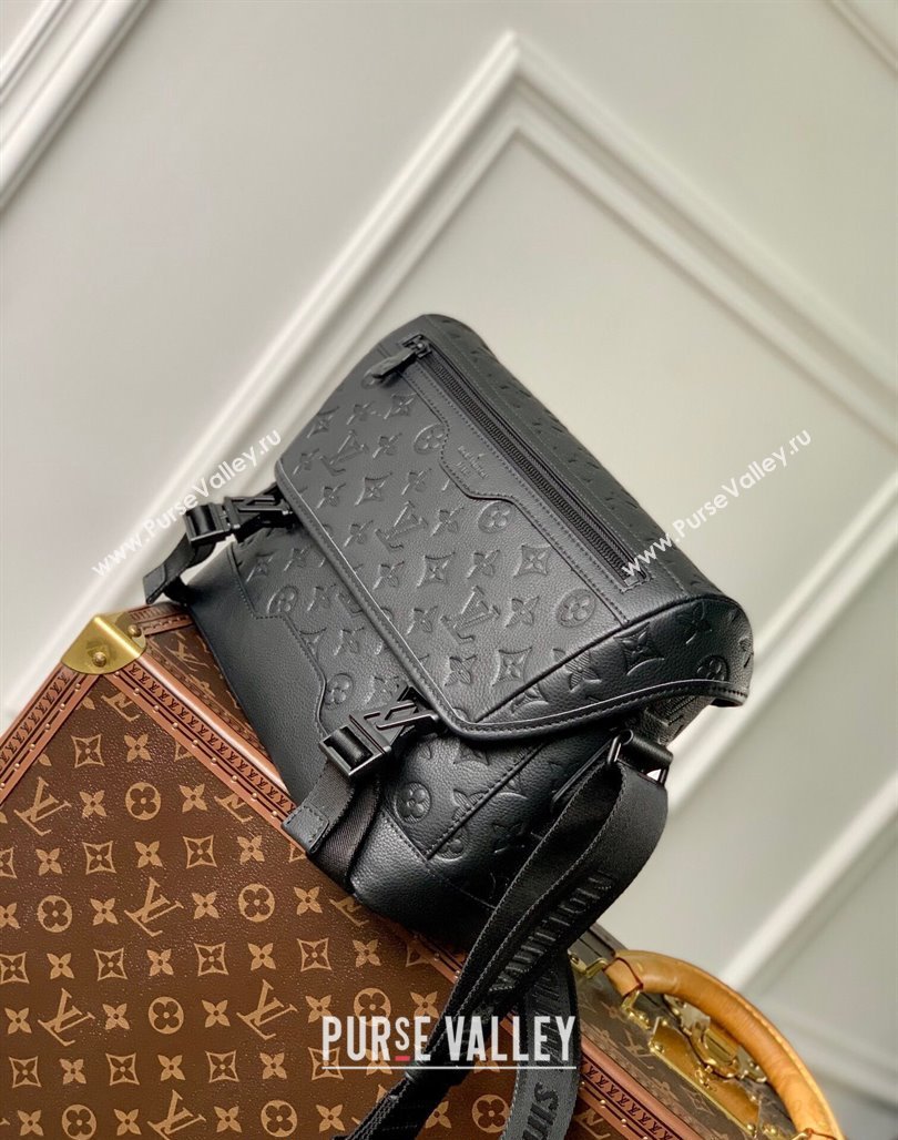 Louis Vuitton Mens Messenger Voyager PM bag in Black Monogram Shadow leather M25121 2024 (KI-240625061)