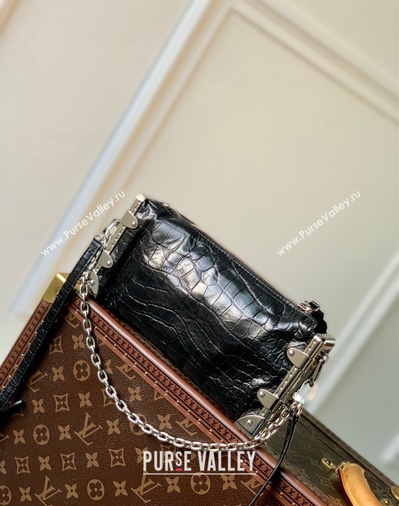 Louis Vuitton Slim Trunk Hobo bag in Black Embossed Leather M25445 2024 (KI-240625111)